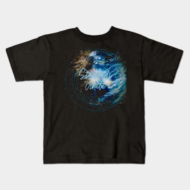 Starseeds Unite Kids T-Shirt by WWW.ASCENSIONART.CO.UK